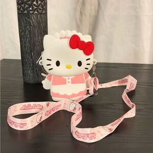 Hello Kitty Sanrio rubber Mini Shoulder Crossbody Pouch bag with lanyard NWOT.
